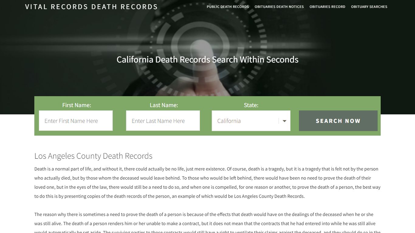 Los Angeles County Death Records